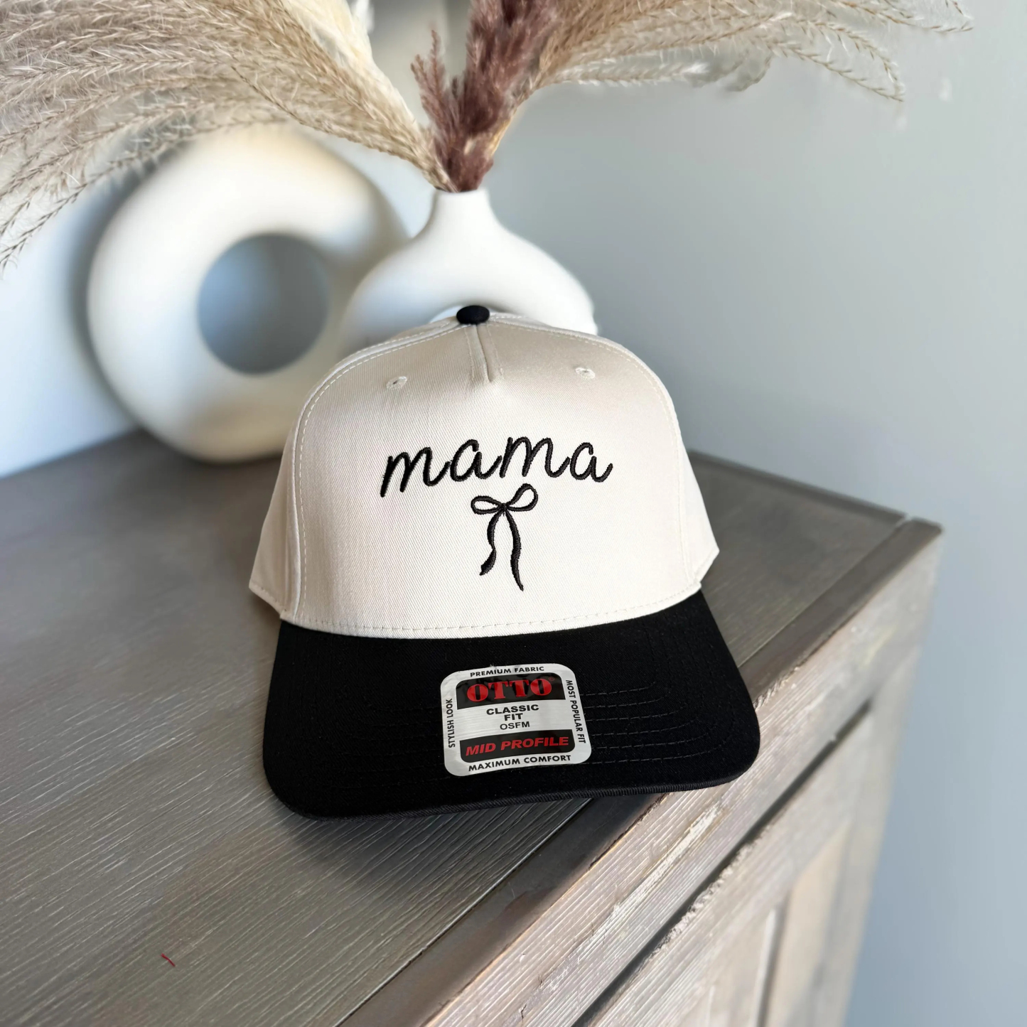 Personalized Embroidered Bow Mama Hat