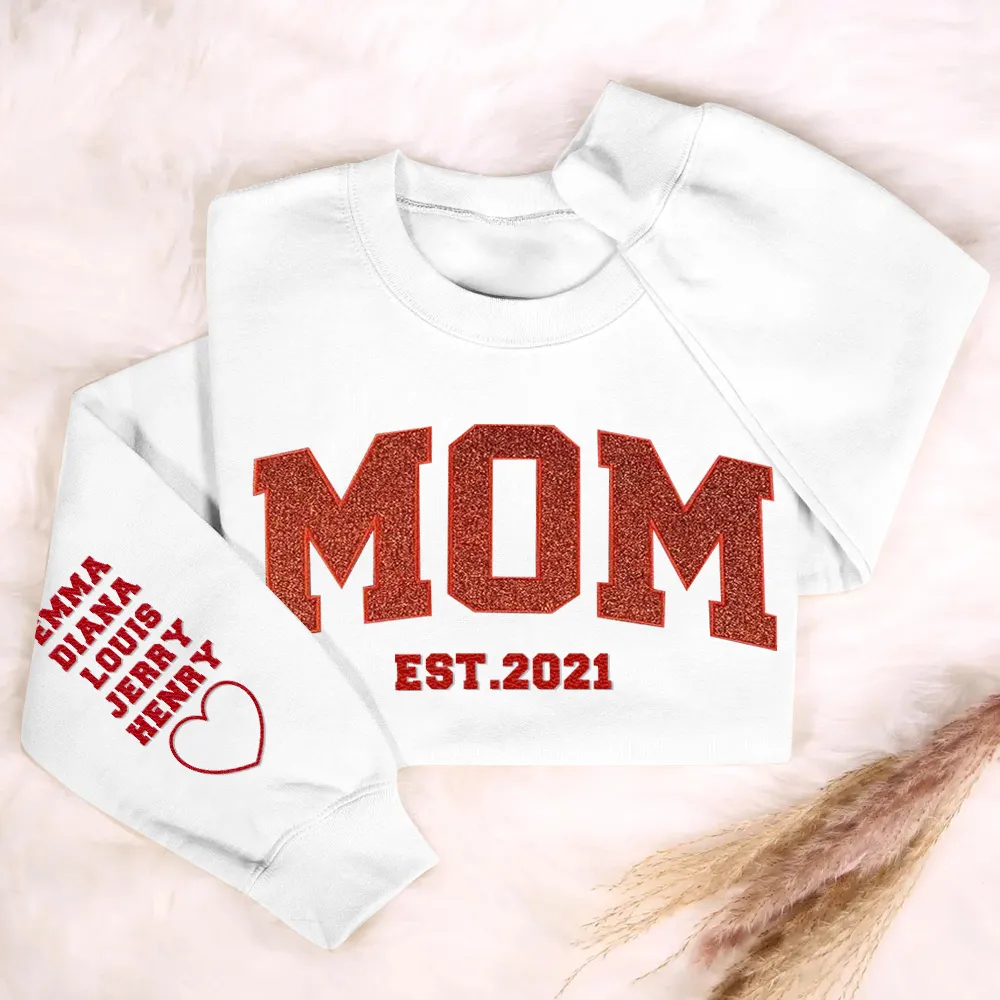 Personalized  Embroidered Glitter Vinyl Sweatshirt for Mom