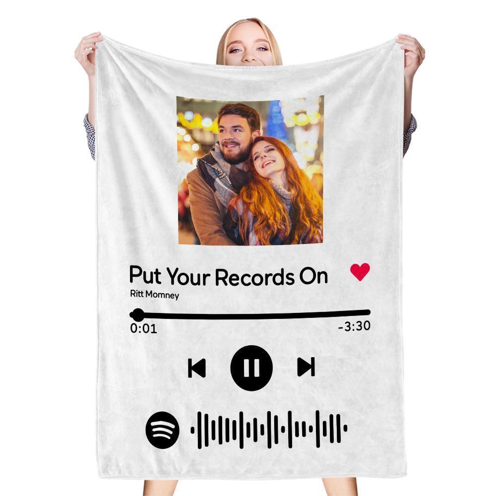 Personalized Scannable Spotify Code Photo Blanket for Couple