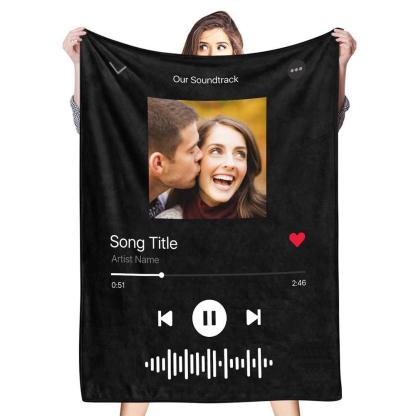 Personalized Spotify Music Song Code Photo Blanket for Couple