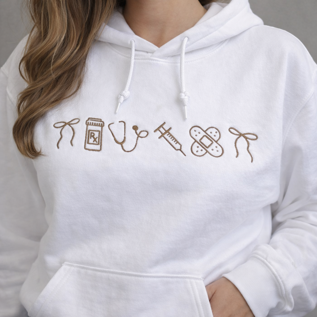 Minimalist Nurse Life icons T-Shirt Embroidered Sweatshirt Hoodie Career Pride Style