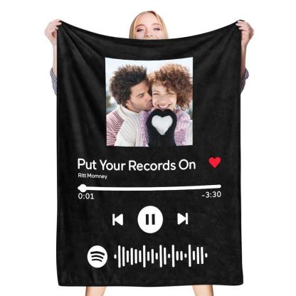 Personalized Scannable Spotify Code Photo Blanket for Couple