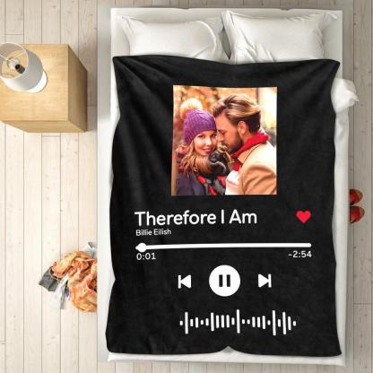 Personalized Scannable Spotify Code Photo Blanket for Couple