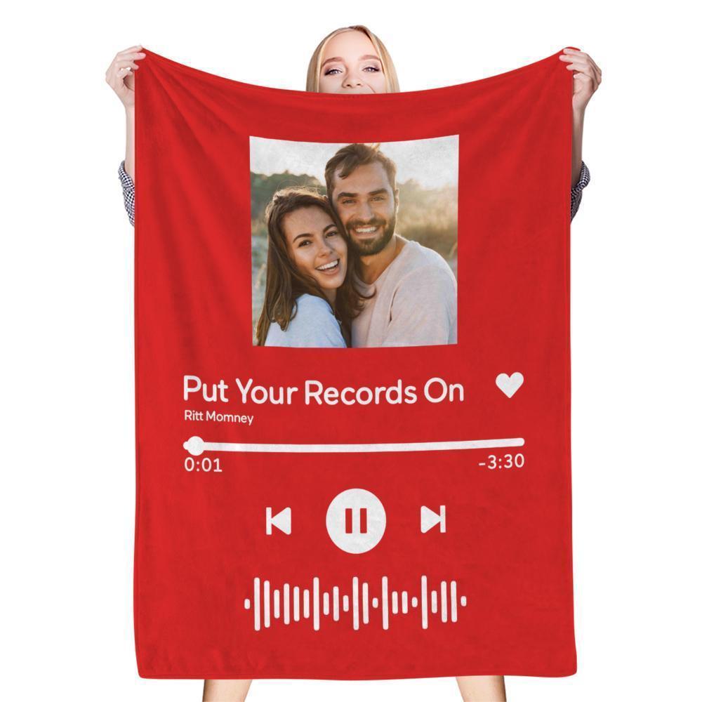 Personalized Spotify Music Song Code Photo Blanket for Couple