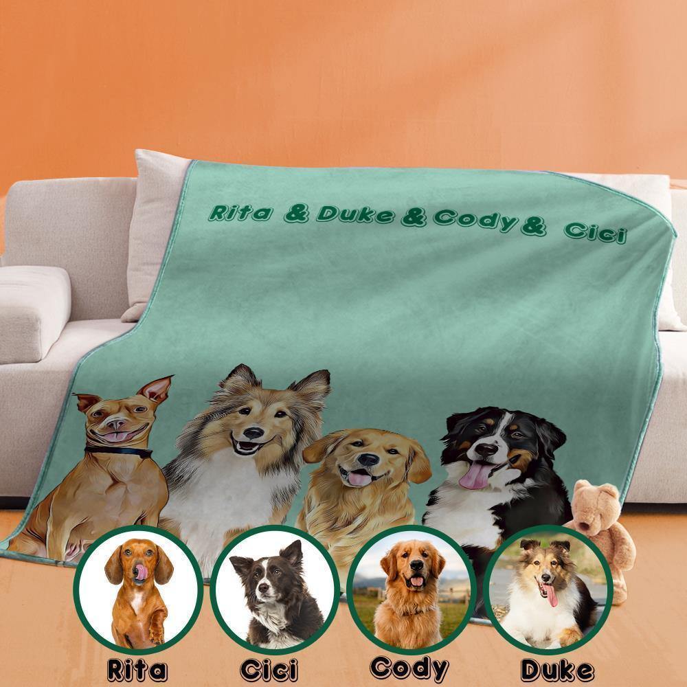 Personalized Pet Photo Portrait Fleece Blanket for Pet Lover