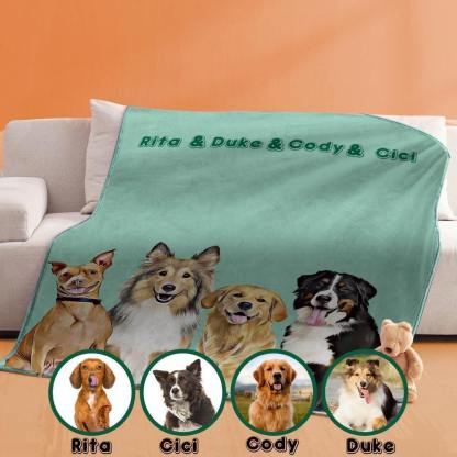 Personalized Pet Photo Portrait Fleece Blanket for Pet Lover