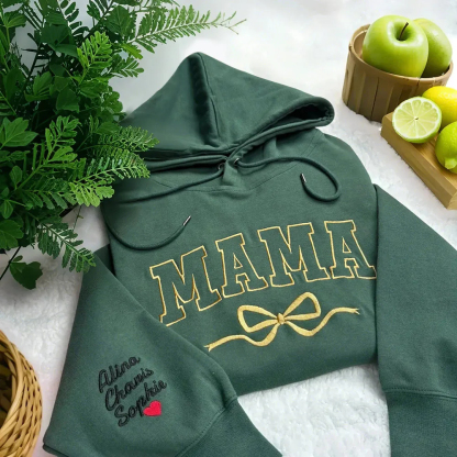 Personalized Bow Mama Embroidered Sweatshirt Mother Day Gift