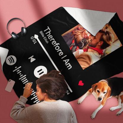 Personalized Scannable Spotify Code Photo Blanket for Couple