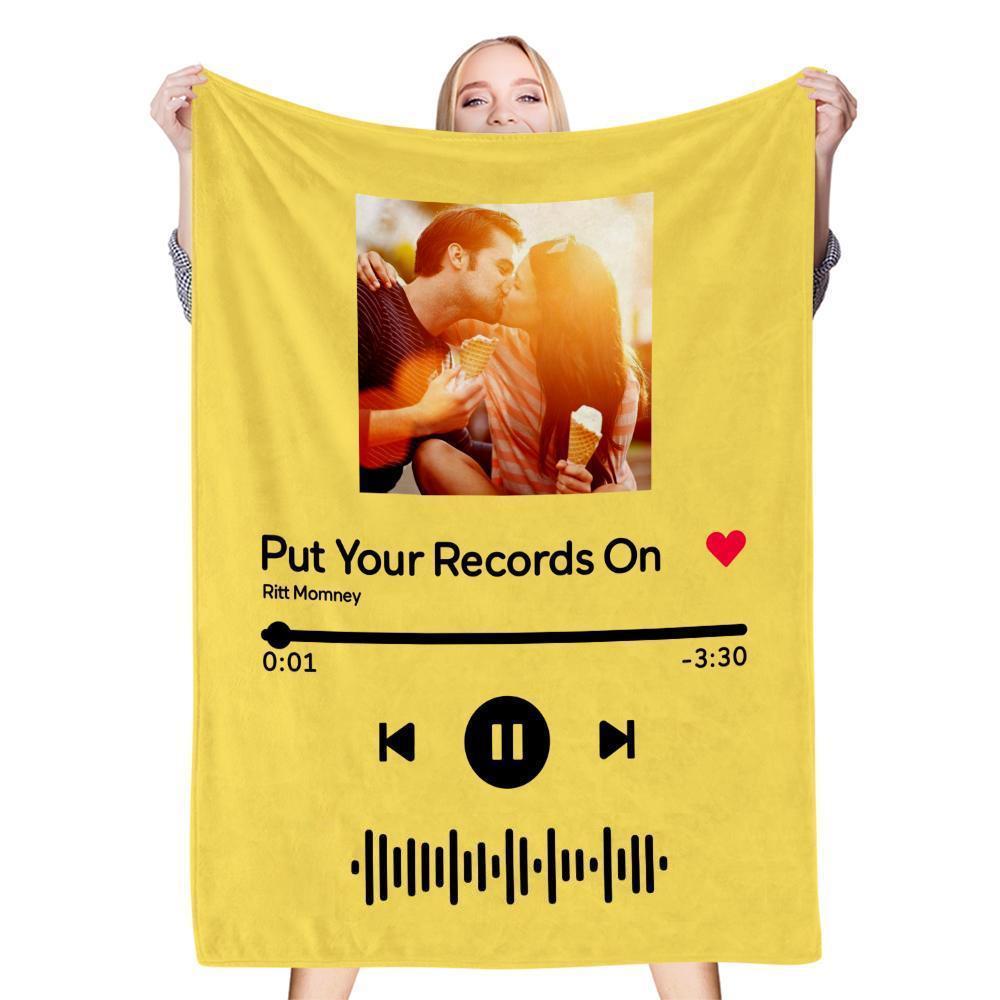 Personalized Spotify Music Song Code Photo Blanket for Couple