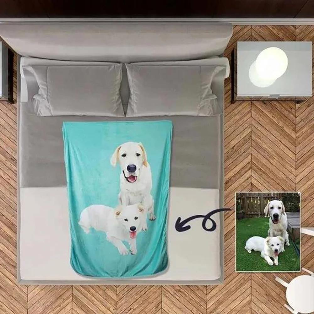 Personalized Pet Photo Portrait Fleece Blanket for Pet Lover