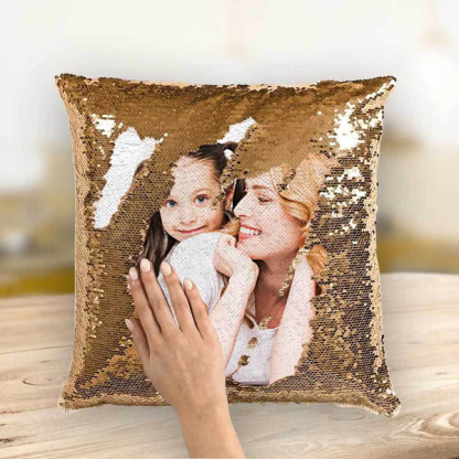 Personalized Sequin Pillow with Photo for Mother