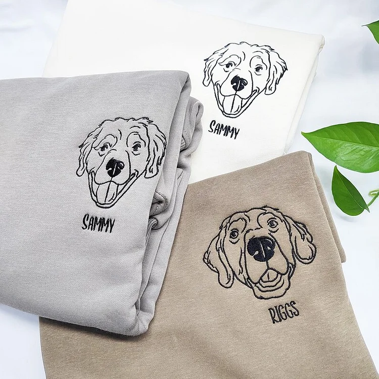 Personalized Pet Face Outline Embroidered Sweatshirt
