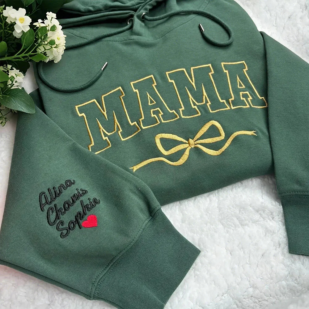 Personalized Bow Mama Embroidered Sweatshirt Mother Day Gift
