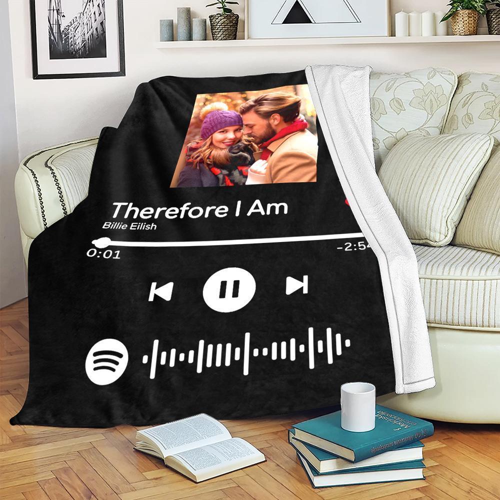 Personalized Scannable Spotify Code Photo Blanket for Couple