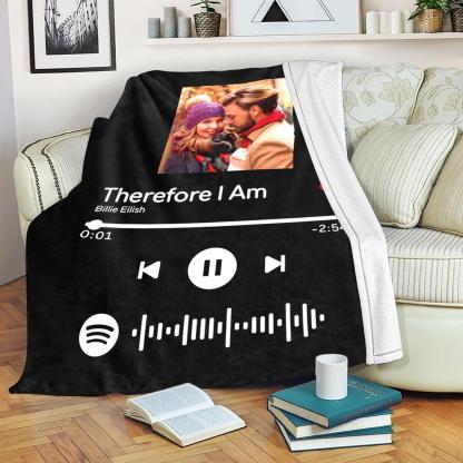 Personalized Scannable Spotify Code Photo Blanket for Couple