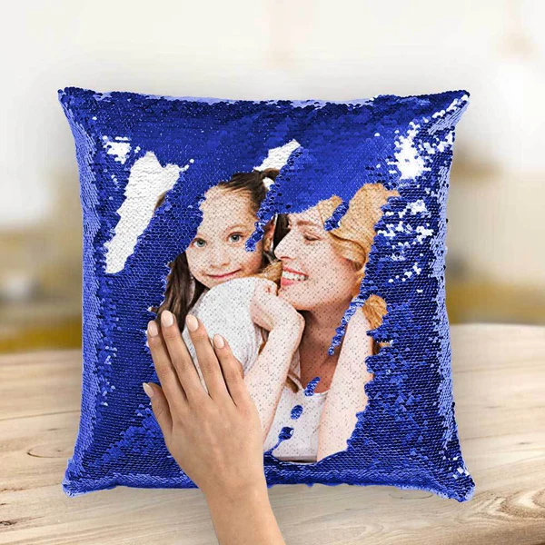 Personalized Sequin Pillow with Photo for Mother