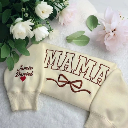 Personalized Bow Mama Embroidered Sweatshirt Mother Day Gift