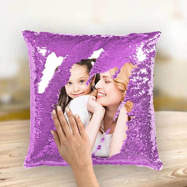 Personalized Sequin Pillow with Photo for Mother