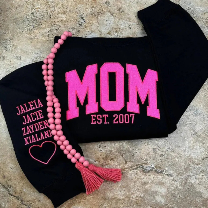 Personalized  Embroidered Glitter Vinyl Sweatshirt for Mom
