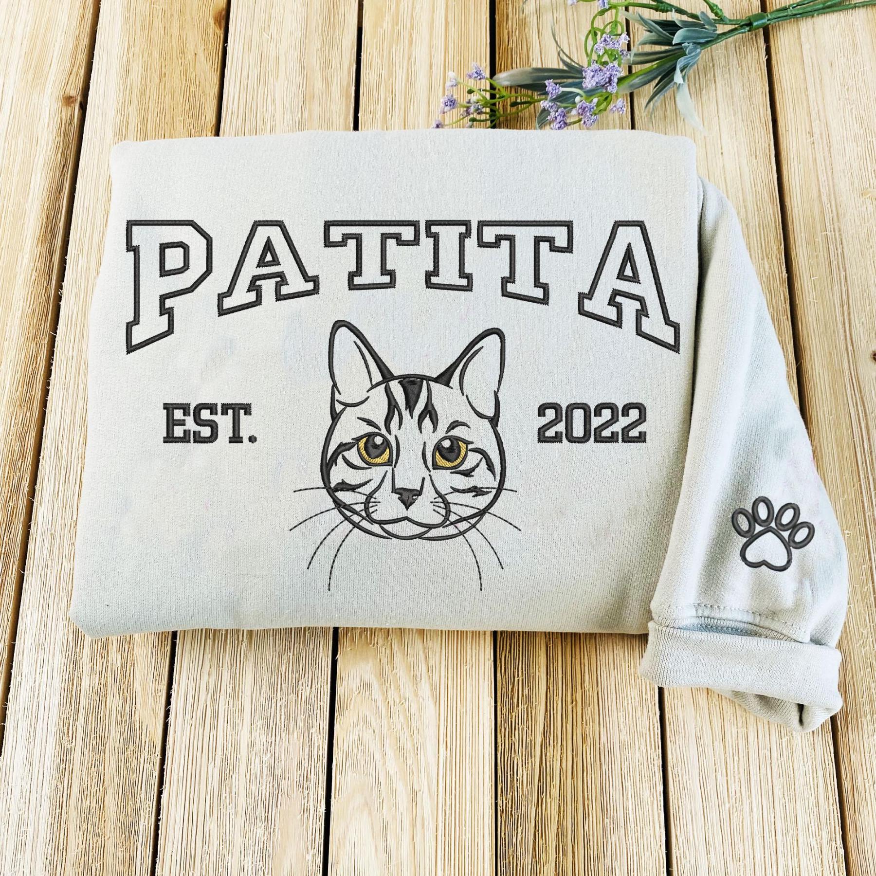 Custom Embroidered Sweatshirt With Dog Face Photo 