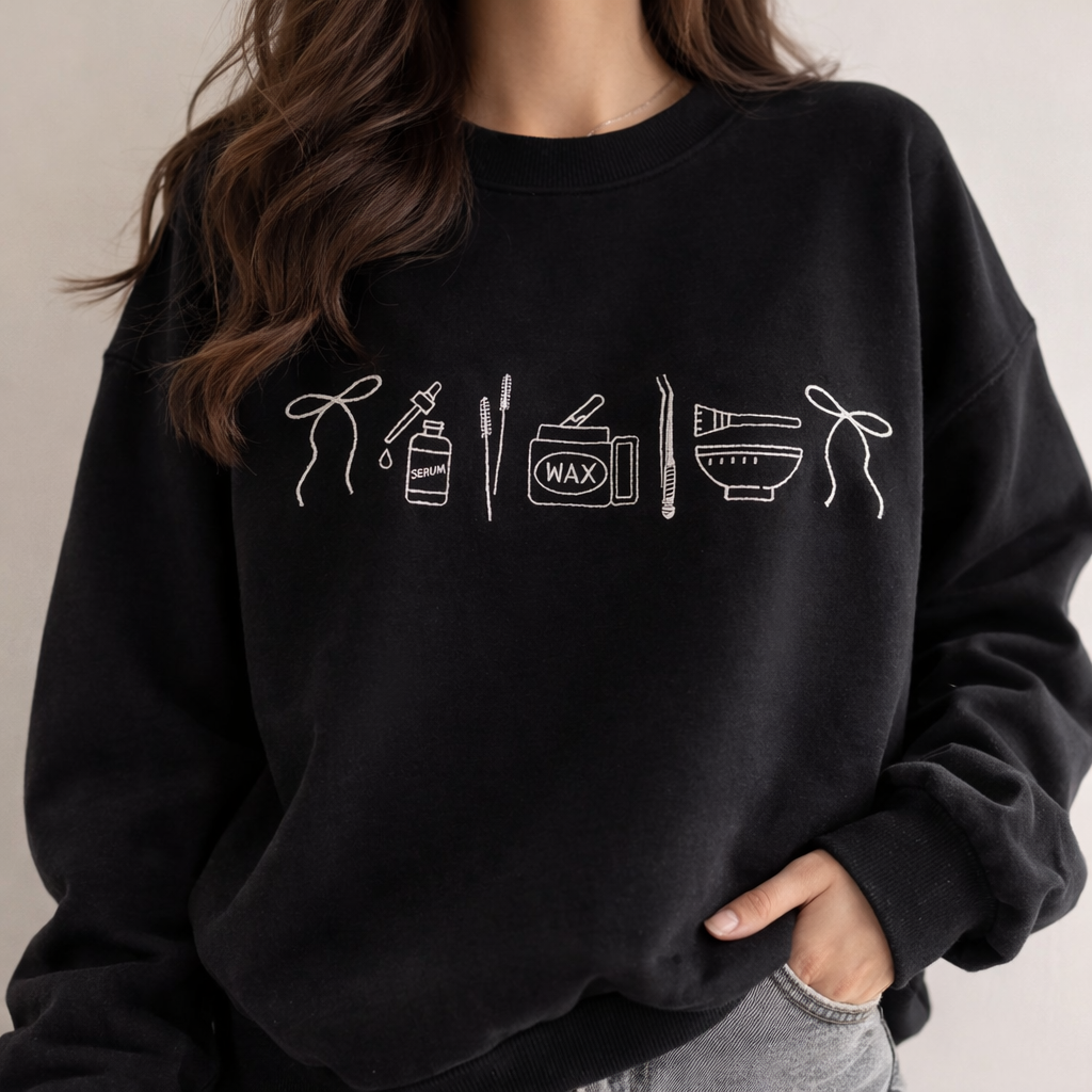 Embroidered Minimalist Nurse Life Icons Sweatshirt Hoodie