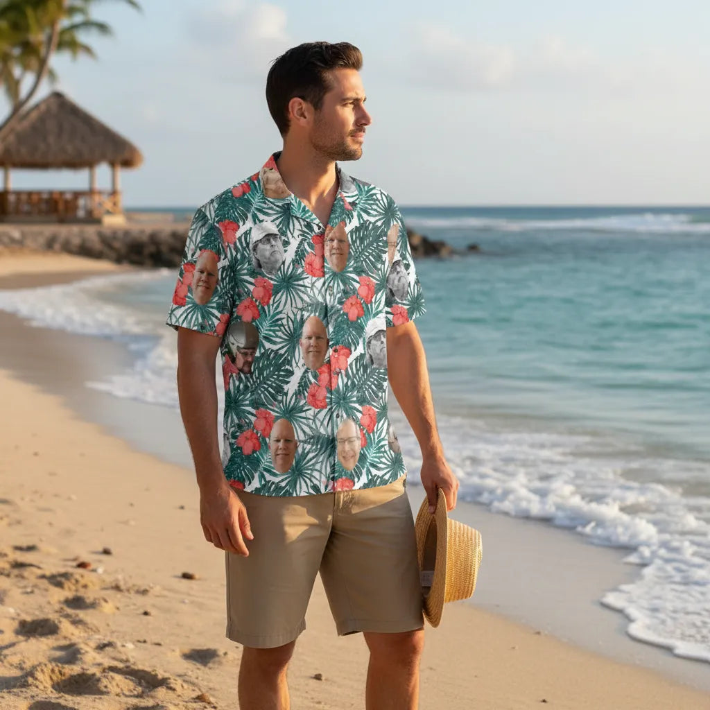 Personalized Face Hawaiian Shirt Summer Party Shirt Funny Gift for Dad