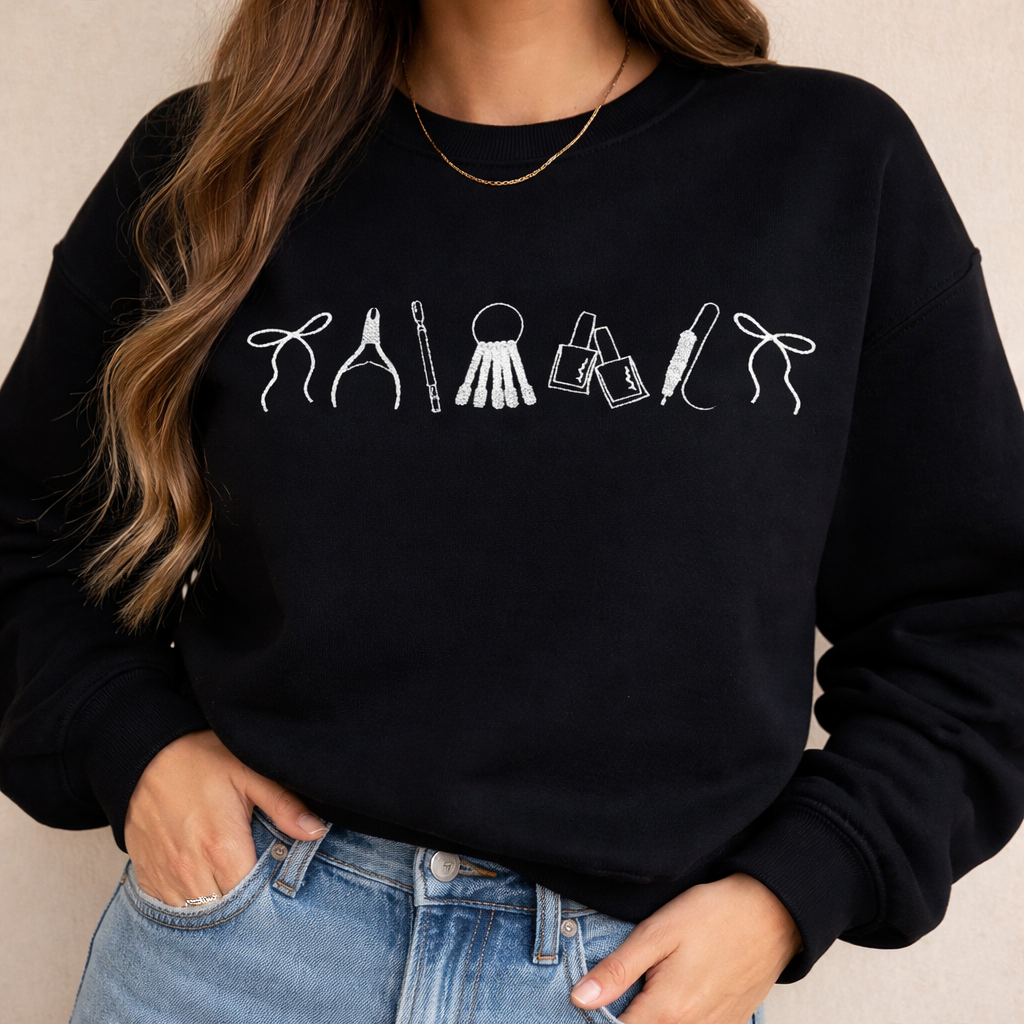 Embroidered Minimalist Nurse Life Icons Sweatshirt Hoodie