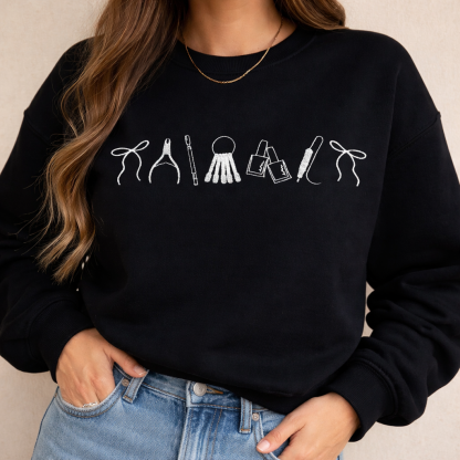 Embroidered Minimalist Nurse Life Icons Sweatshirt Hoodie