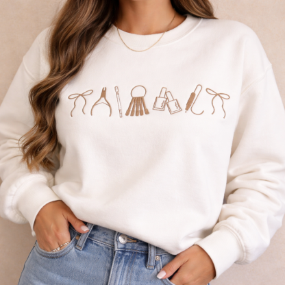 Embroidered Minimalist Nurse Life Icons Sweatshirt Hoodie