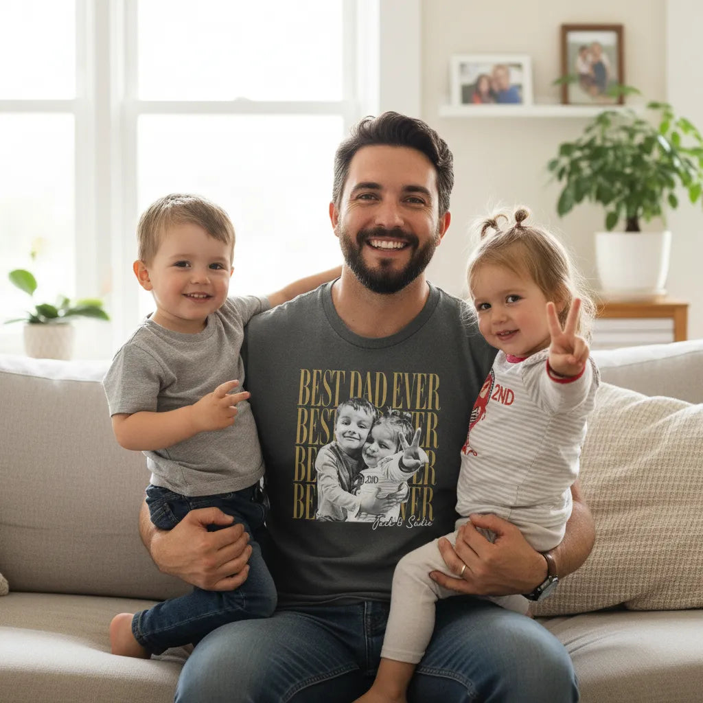 Personalized Dad Vintage Shirt With Kids Photo Funny Dad Shirt New Dad Gift Father's Day Gift