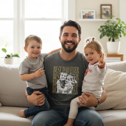 Personalized Dad Vintage Shirt With Kids Photo Funny Dad Shirt New Dad Gift Father's Day Gift