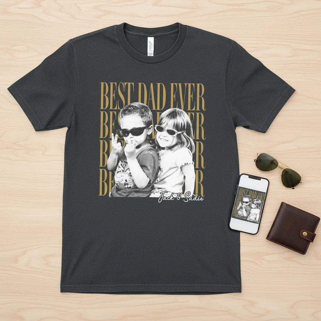 Personalized Dad Vintage Shirt With Kids Photo Funny Dad Shirt New Dad Gift Father's Day Gift