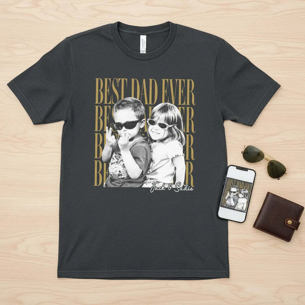 Personalized Dad Vintage Shirt With Kids Photo Funny Dad Shirt New Dad Gift Father's Day Gift