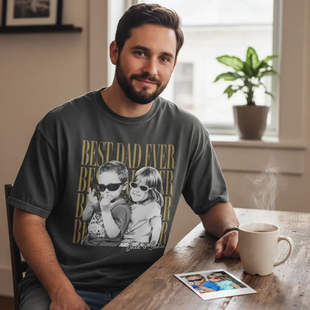 Personalized Dad Vintage Shirt With Kids Photo Funny Dad Shirt New Dad Gift Father's Day Gift