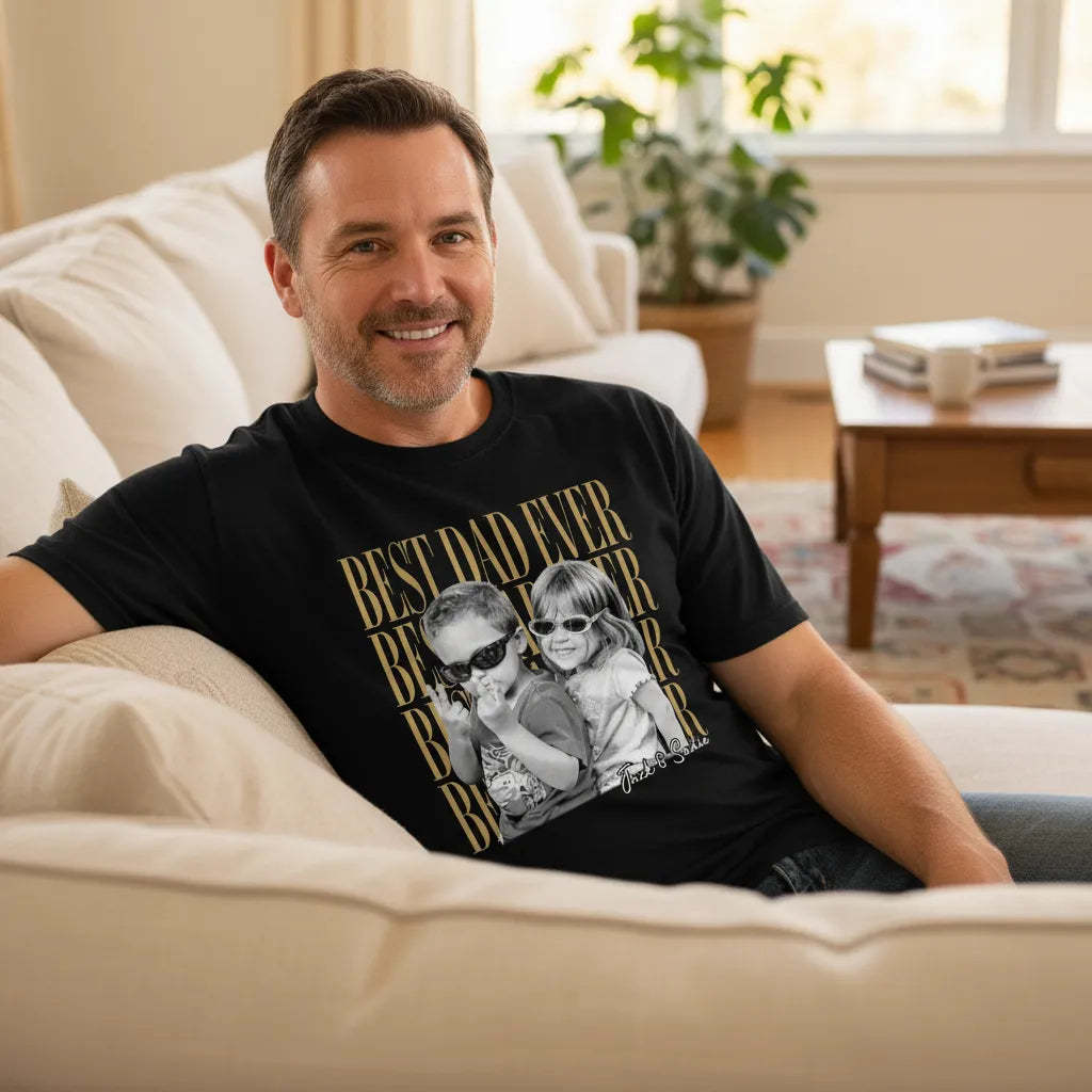 Personalized Dad Vintage Shirt With Kids Photo Funny Dad Shirt New Dad Gift Father's Day Gift