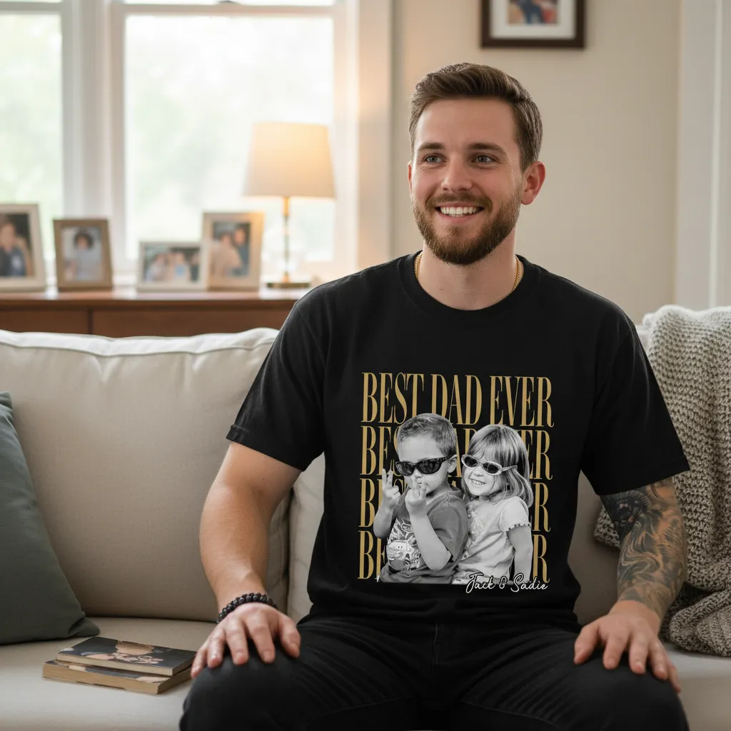 Personalized Dad Vintage Shirt With Kids Photo Funny Dad Shirt New Dad Gift Father's Day Gift
