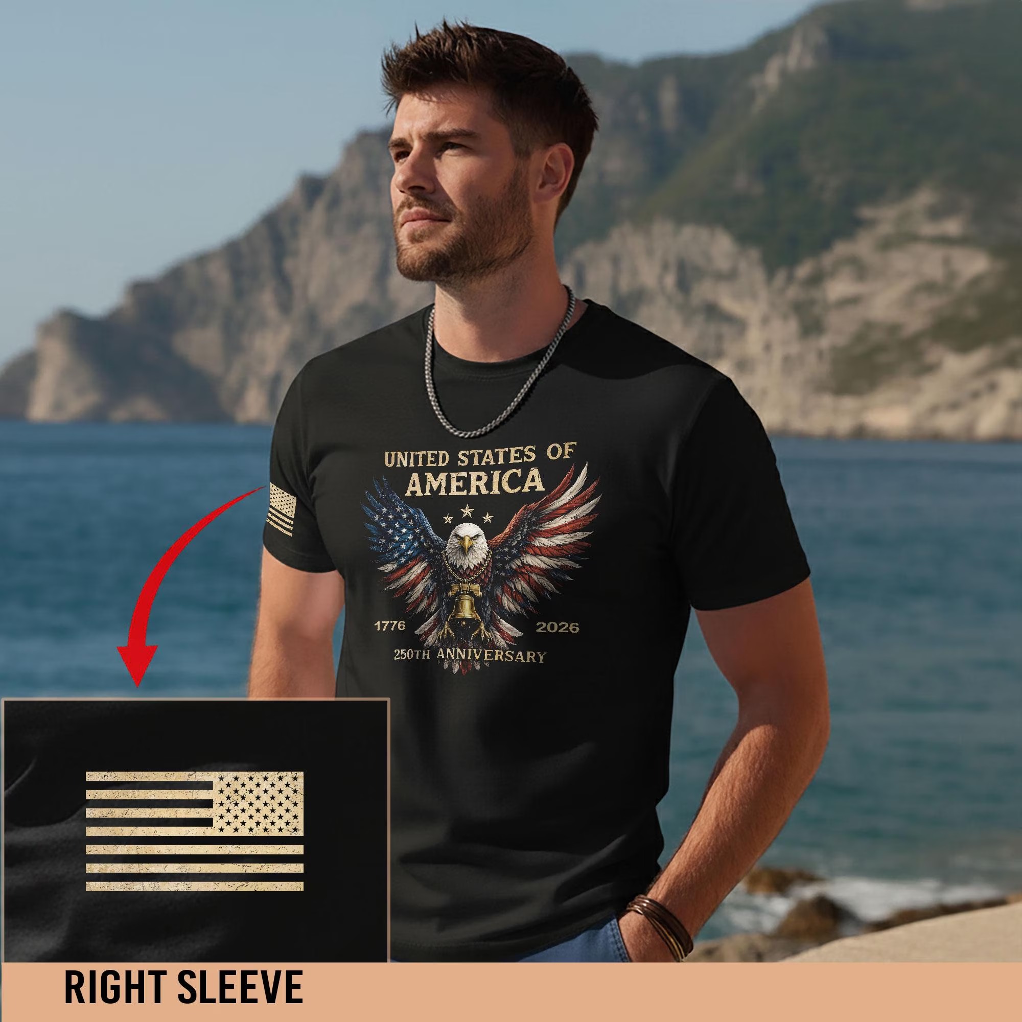 Retro 250th Anniversary of The United States Shirt USA Independence Day Tee Father's Day Gift