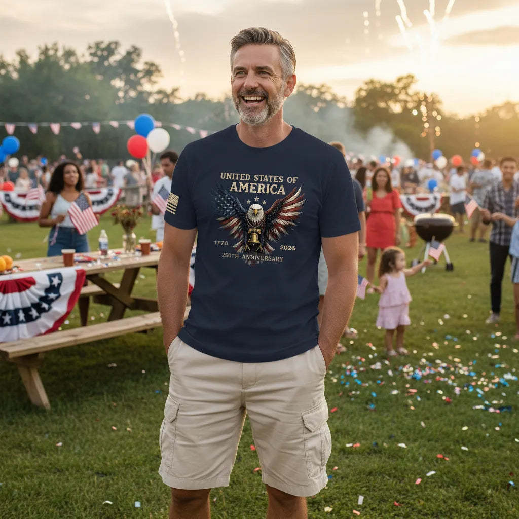 Retro 250th Anniversary of The United States Shirt USA Independence Day Tee Father's Day Gift