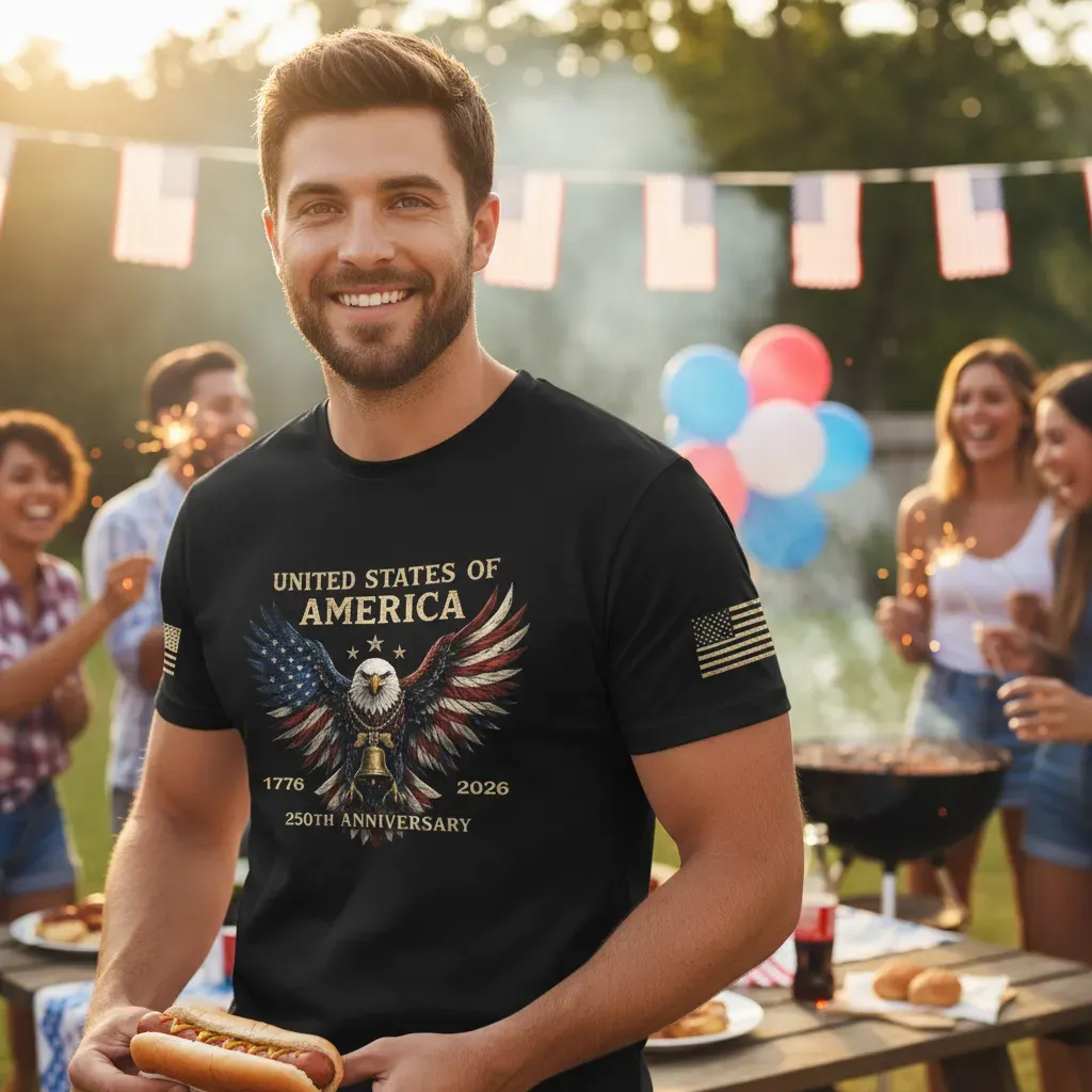 Retro 250th Anniversary of The United States Shirt USA Independence Day Tee Father's Day Gift