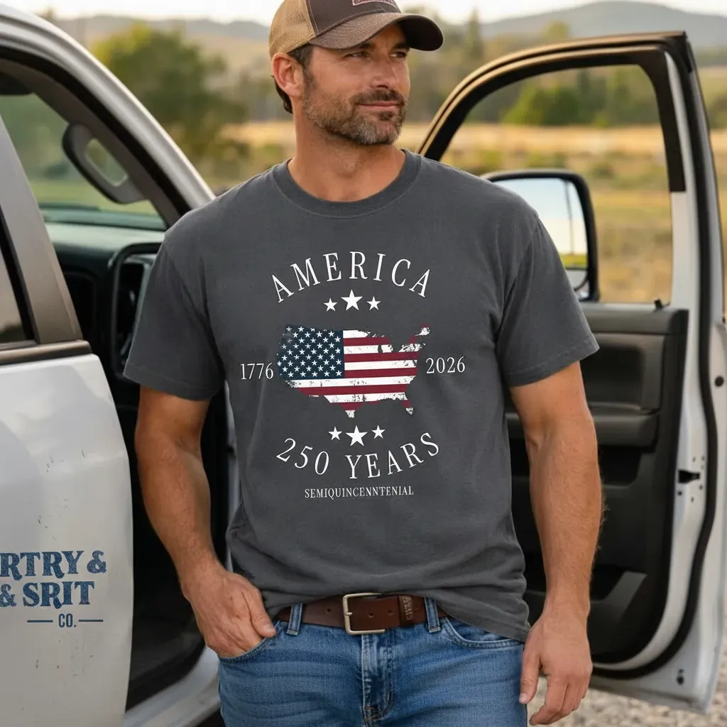 America 250th Anniversary Shirt Patriotic Tee Semiquincentennial 1776–2026 Fourth of July Apparel Father's Day Gift