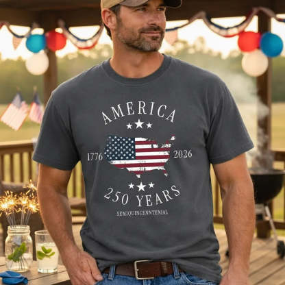 America 250th Anniversary Shirt Patriotic Tee Semiquincentennial 1776–2026 Fourth of July Apparel Father's Day Gift