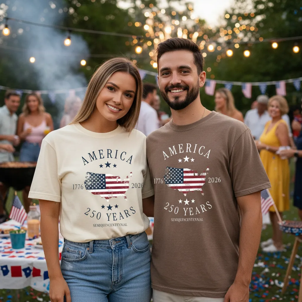 America 250th Anniversary Shirt Patriotic Tee Semiquincentennial 1776–2026 Fourth of July Apparel Father's Day Gift