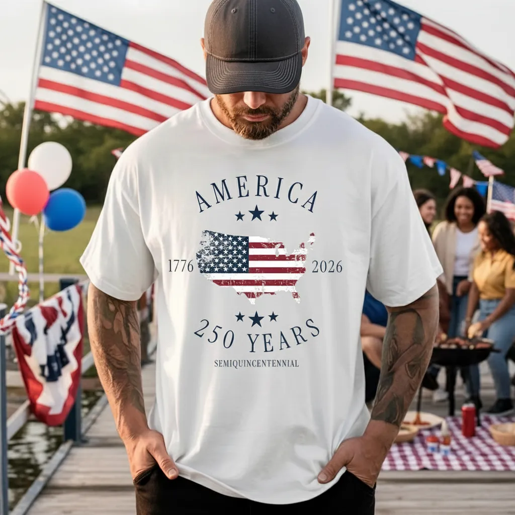America 250th Anniversary Shirt Patriotic Tee Semiquincentennial 1776–2026 Fourth of July Apparel Father's Day Gift