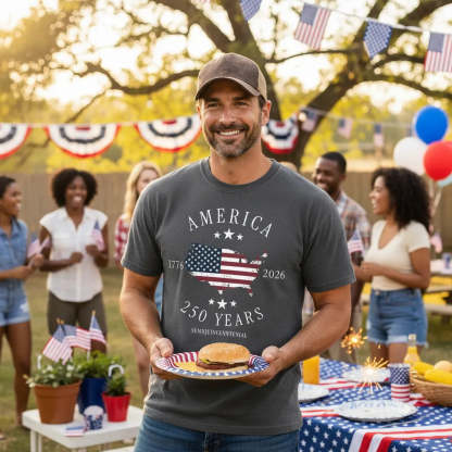 America 250th Anniversary Shirt Patriotic Tee Semiquincentennial 1776–2026 Fourth of July Apparel Father's Day Gift
