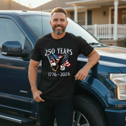America 250th Anniversary Shirt Patriotic Tee with Eagle Pattern Forth of July Fit Father's Day Gift