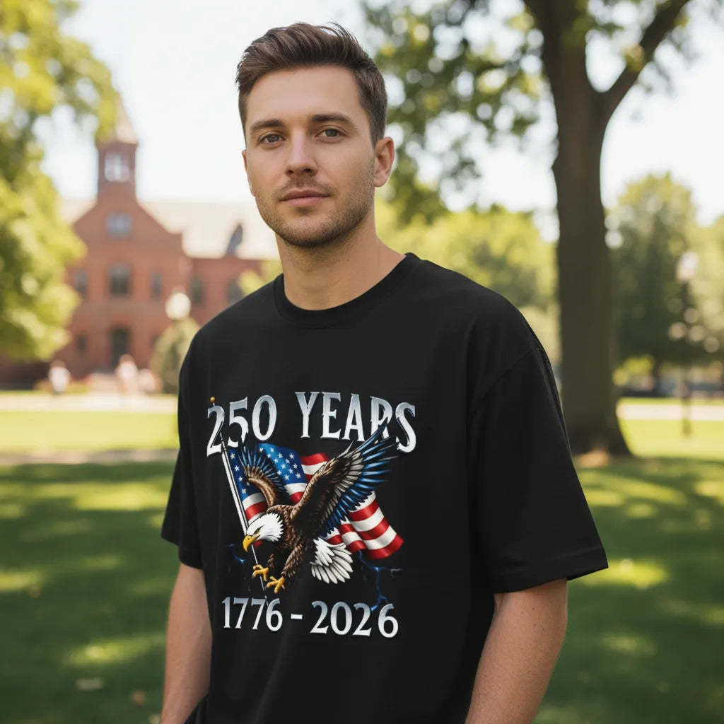 America 250th Anniversary Shirt Patriotic Tee with Eagle Pattern Forth of July Fit Father's Day Gift