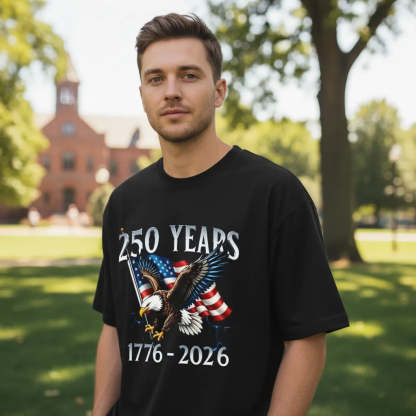 America 250th Anniversary Shirt Patriotic Tee with Eagle Pattern Forth of July Fit Father's Day Gift