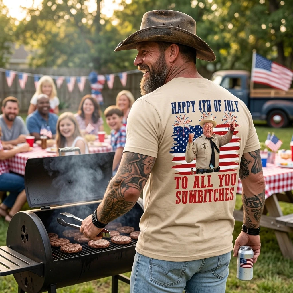 Happy 4th Of July To All You Sumbitches Tee Smokey And The Bandit Movie TShirt