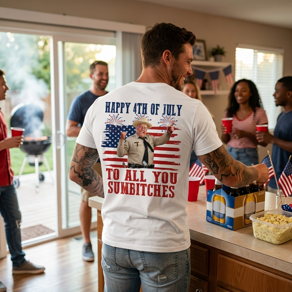 Happy 4th Of July To All You Sumbitches Tee Smokey And The Bandit Movie TShirt