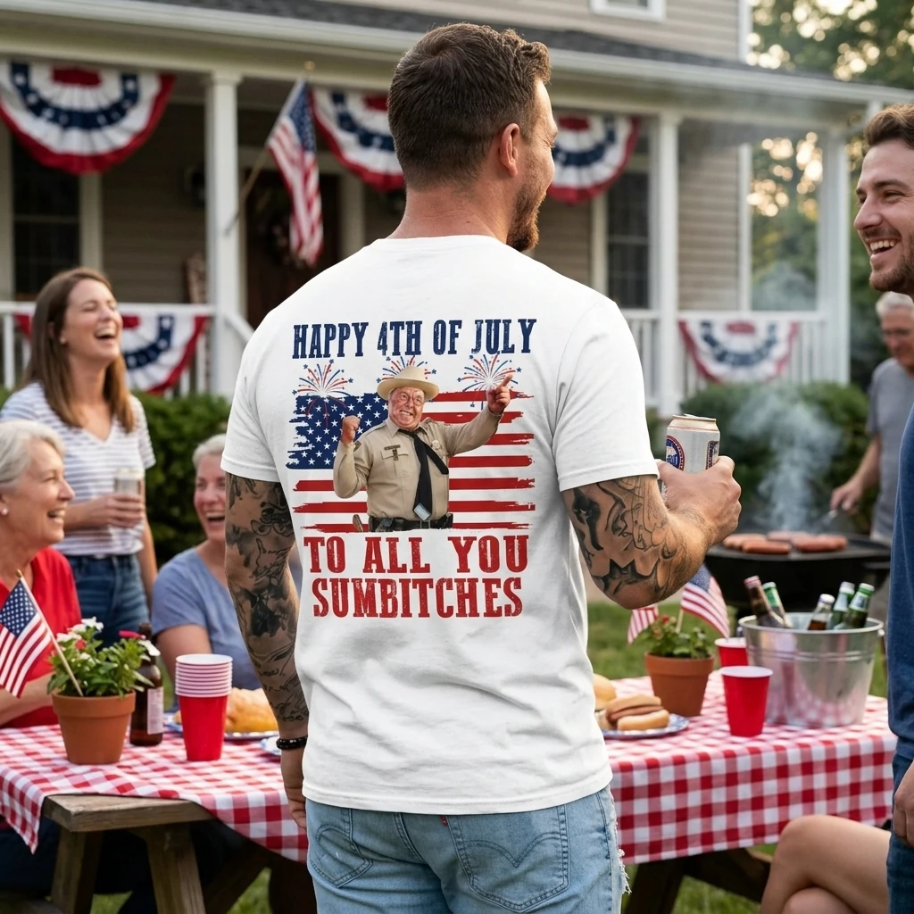 Happy 4th Of July To All You Sumbitches Tee Smokey And The Bandit Movie TShirt